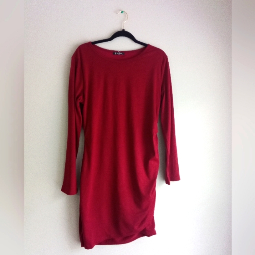 RED CASUAL LONG SLEEVES DRESS SIZE XL